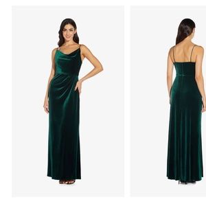 Adrianna Papell Hunter Green Cowl Neck Dress- Size 10